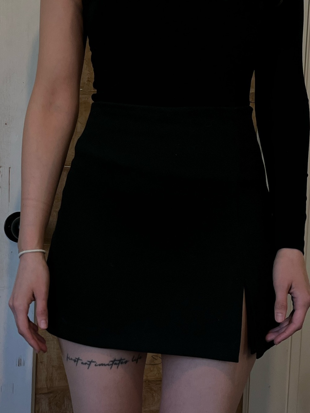 Black High-Waist Mini Skirt with Side Slit